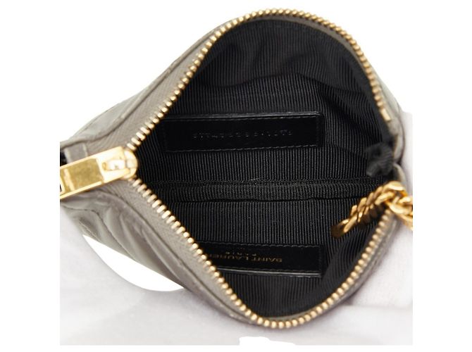 Cartera Saint Laurent de cuero gris con V-Stitch Castaño - vista 7