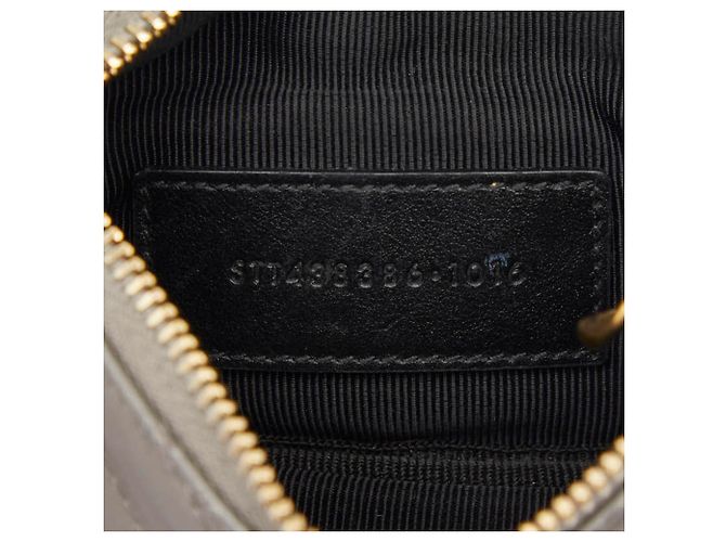 Cartera Saint Laurent de cuero gris con V-Stitch Castaño - vista 8