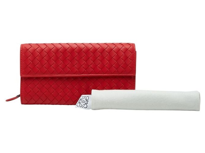 Cartera larga de cuero rojo Bottega Veneta Roja - vista 10