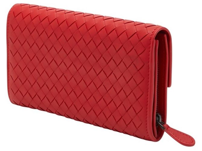 Cartera larga de cuero rojo Bottega Veneta Roja - vista 2