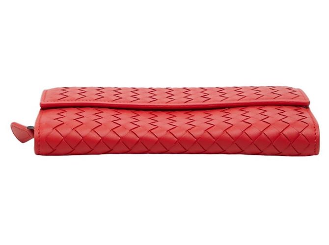 Cartera larga de cuero rojo Bottega Veneta Roja - vista 3