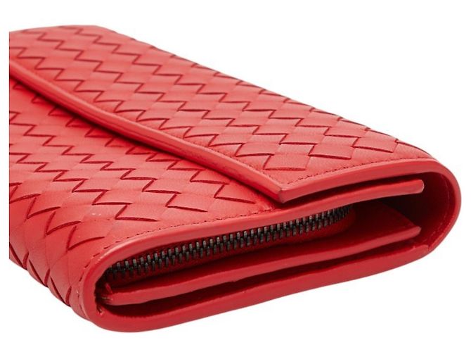 Cartera larga de cuero rojo Bottega Veneta Roja - vista 4