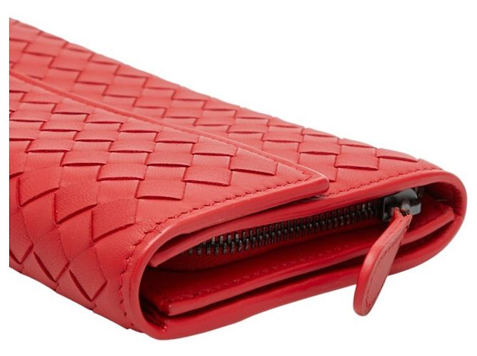 Cartera larga de cuero rojo Bottega Veneta Roja - vista 5