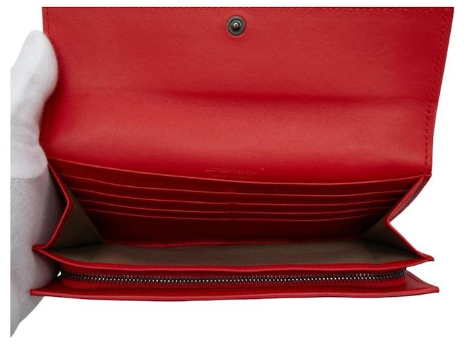 Cartera larga de cuero rojo Bottega Veneta Roja - vista 6