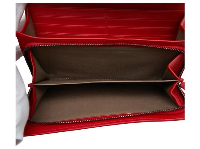 Cartera larga de cuero rojo Bottega Veneta Roja - vista 7