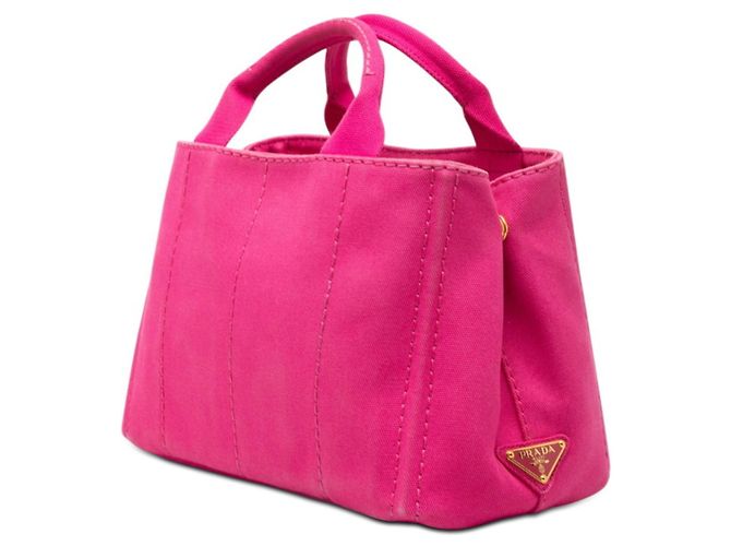 Prada Triangle Logo Plate Canapa Mini Handbag Pink - Ansicht 2