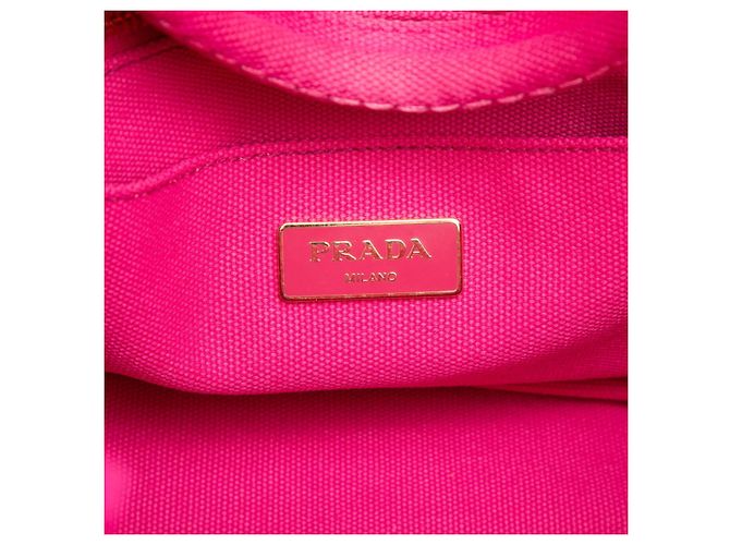 Prada Triangle Logo Plate Canapa Mini Handbag Pink - Ansicht 5