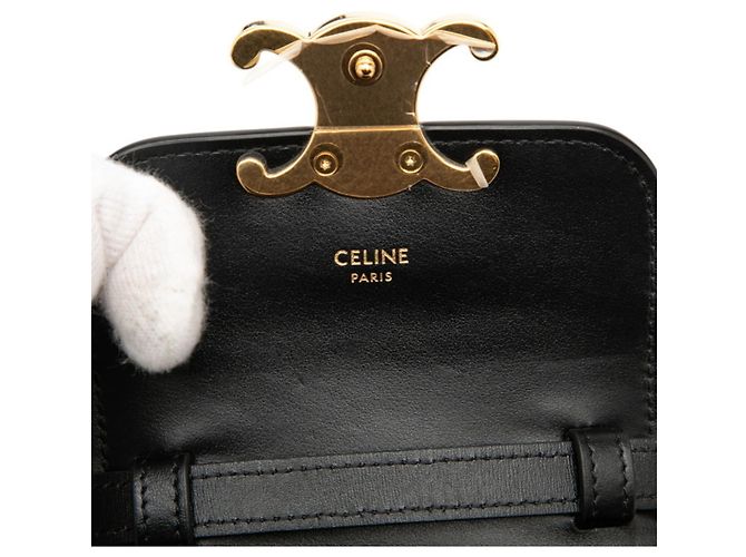 Céline Borsa a tracolla Celine Triomphe Mini Claude in pelle nera Nero - vista 5