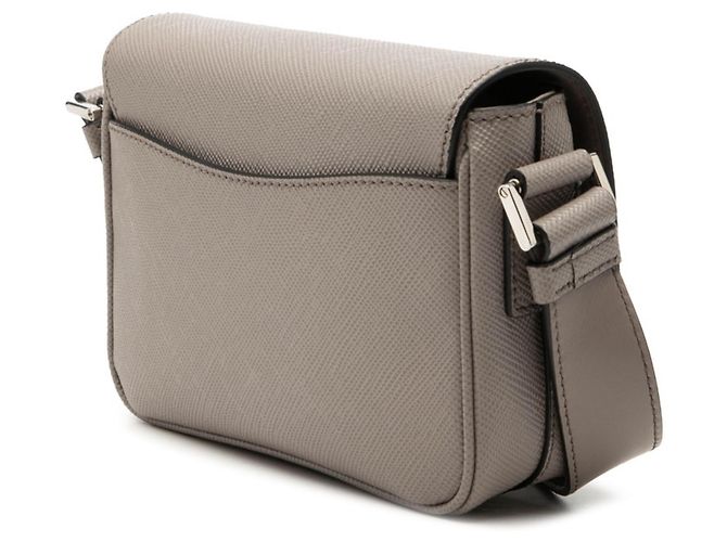 Saffiano Borsa a tracolla con logo Triangle Prada Grigio - vista 2