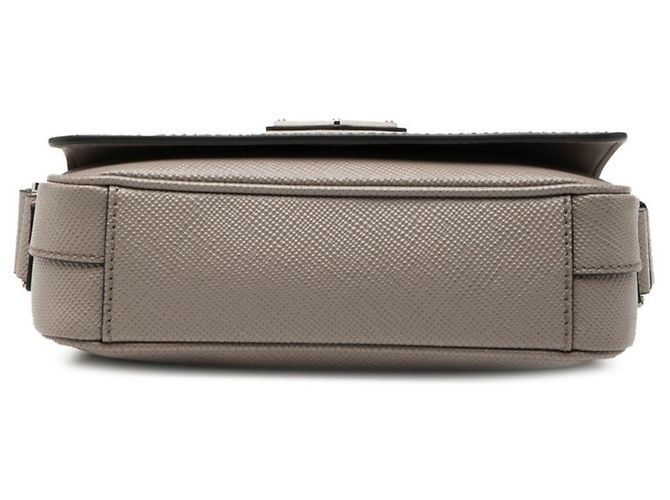 Saffiano Borsa a tracolla con logo Triangle Prada Grigio - vista 3