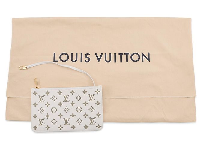 Neverfull Borsa Tote Louis Vuitton Monogram Empreinte Beige Cachi - vista 16