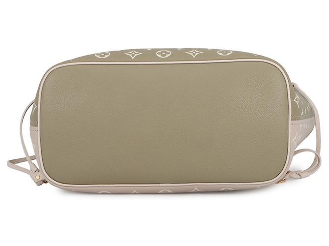 Neverfull Borsa Tote Louis Vuitton Monogram Empreinte Beige Cachi - vista 3