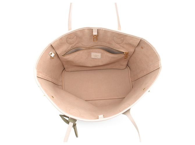 Neverfull Borsa Tote Louis Vuitton Monogram Empreinte Beige Cachi - vista 5