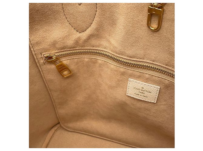 Neverfull Borsa Tote Louis Vuitton Monogram Empreinte Beige Cachi - vista 6