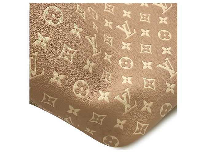 Neverfull Borsa Tote Louis Vuitton Monogram Empreinte Beige Cachi - vista 7