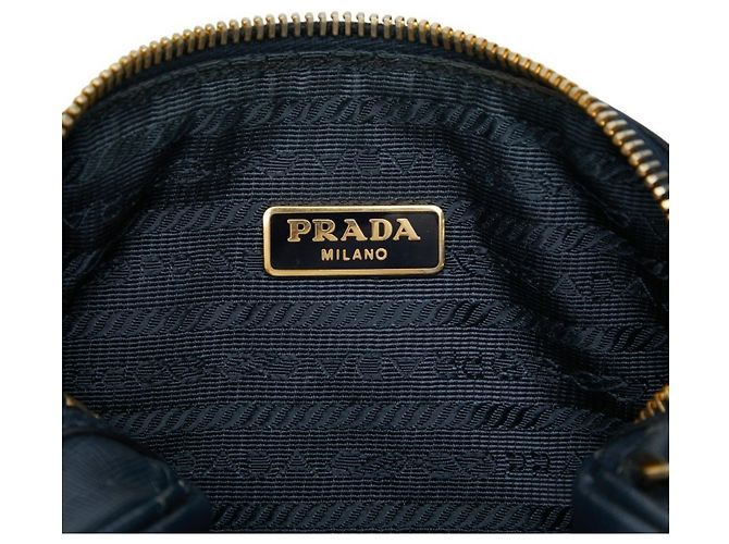 Saffiano Prada Triangle Logo Plate Mini Handtasche Marineblau - Ansicht 8