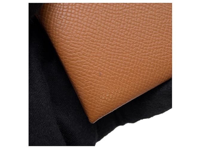Tarjetero Calvi Duo Gold Epsom Hermès Castaño - vista 7