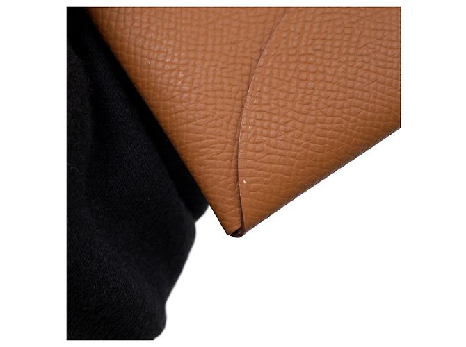 Tarjetero Calvi Duo Gold Epsom Hermès Castaño - vista 8