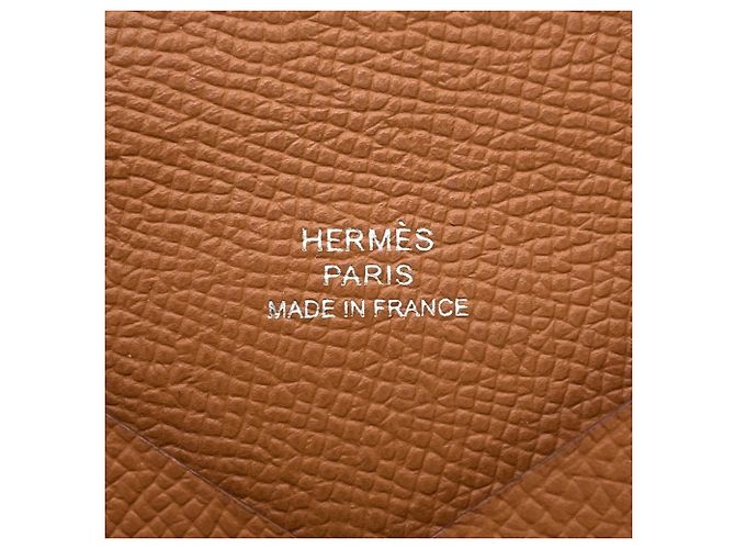 Tarjetero Calvi Duo Gold Epsom Hermès Castaño - vista 9