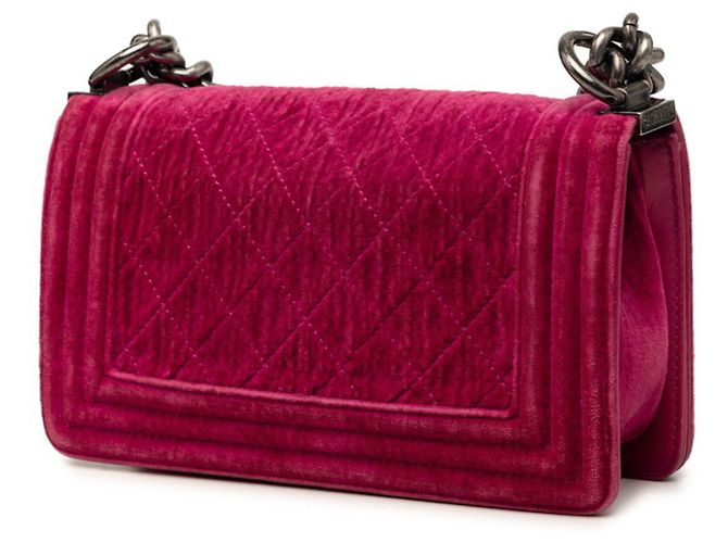 Chanel Boy Schultertasche aus rosa Veloursleder Pink - Ansicht 2