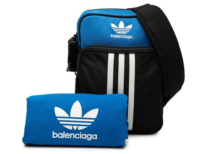 Borsa a tracolla Balenciaga x Adidas Nero Blu - vista 7
