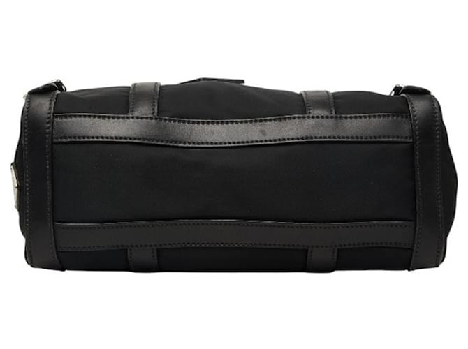Borsa a tracolla con patta e placca logo Triangle Prada Nero - vista 3