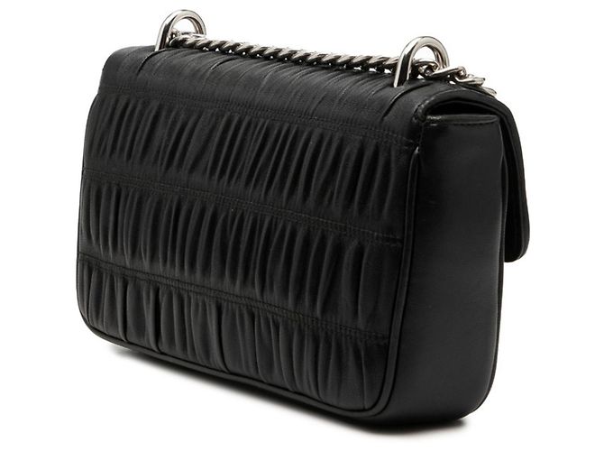 Borsa a tracolla e a spalla con catena in nappa gaufre arricciata Prada Nero - vista 2