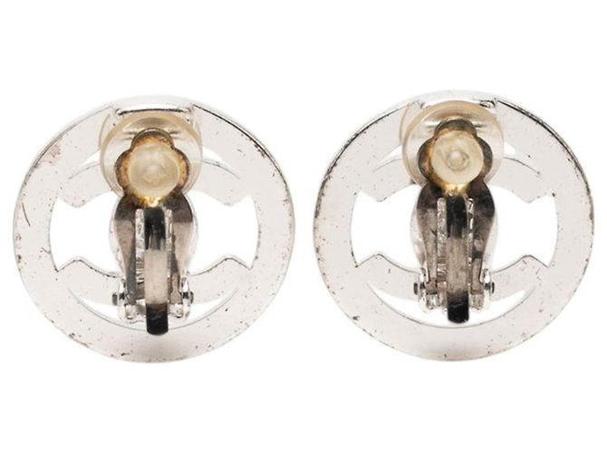 Orecchini vintage Chanel Coco Mark Turnlock Argento - vista 2