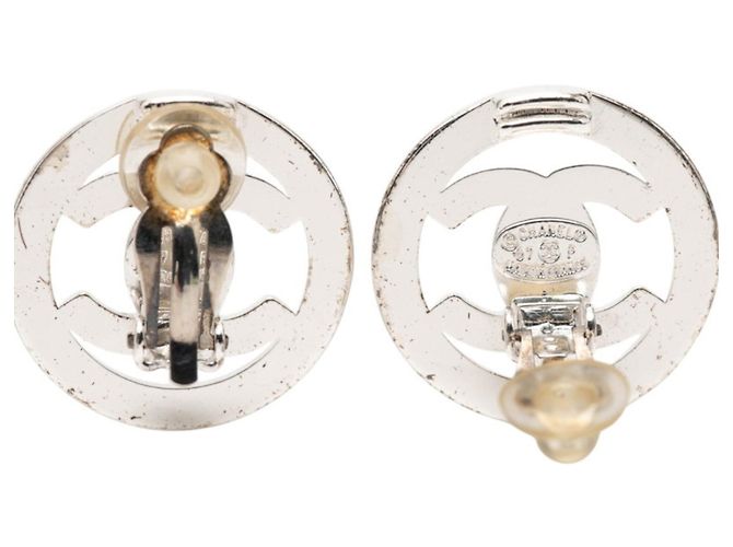 Orecchini vintage Chanel Coco Mark Turnlock Argento - vista 3