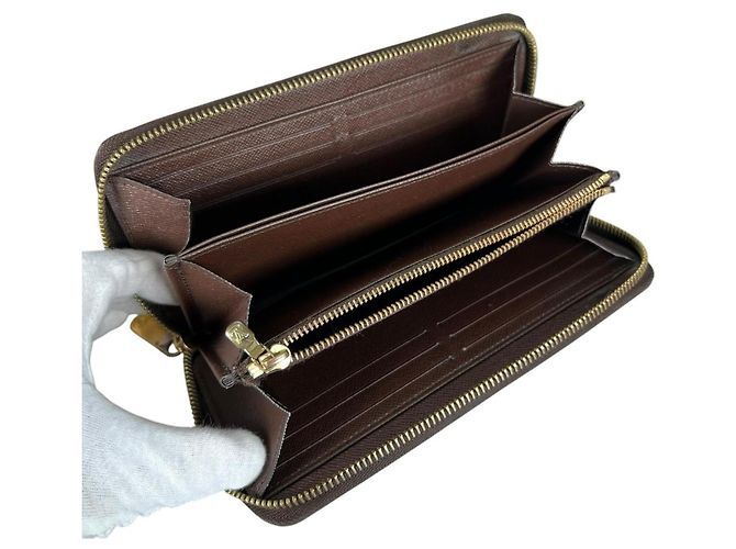 Louis Vuitton Zippy Wallet aus braunem Damier Canvas - Ansicht 9
