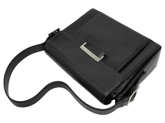 Borsa a una spalla con rilievo Saint Laurent Nero - vista 8