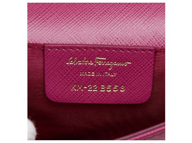Borsa a tracolla con catena Vara Ribbon Salvatore Ferragamo Porpora - vista 10