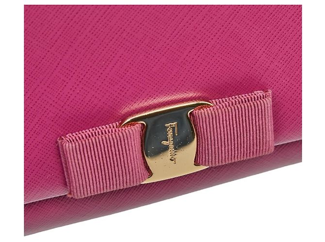 Borsa a tracolla con catena Vara Ribbon Salvatore Ferragamo Porpora - vista 8
