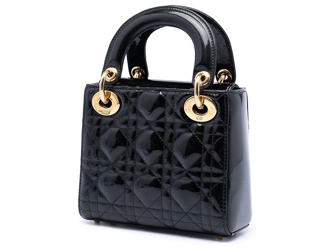 Lady Dior mini in vernice nero cannage - vista 2