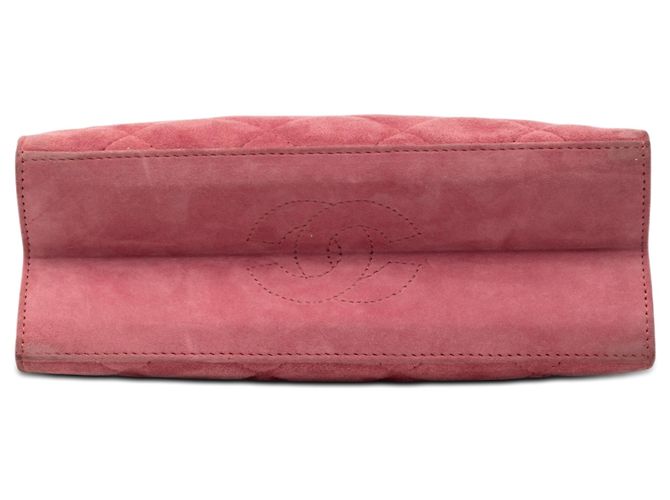 Borsa Chanel Pink CC Quilted Suede Kiss Lock Rosa - vista 3