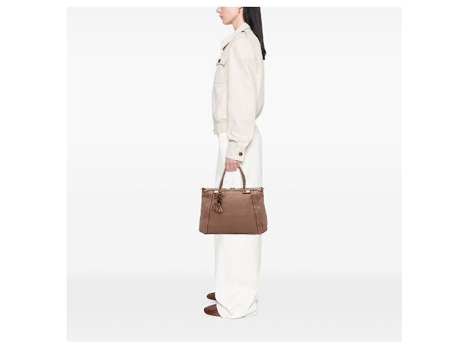 Bamboo Borsa Tote Convertible Bella in pelle di vitello marrone Gucci Marrone chiaro - vista 7