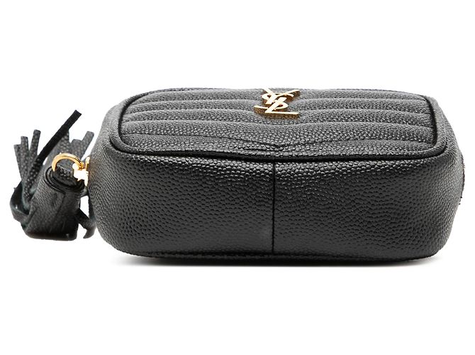 Borsa Camera Bag Lou Monogram Baby Matelasse Grain De Poudre nero Saint Laurent - vista 3