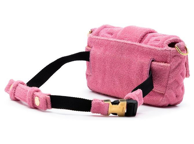 Borsa Baguette convertibile Fendi rosa in spugna goffrata FF 1974 - vista 2