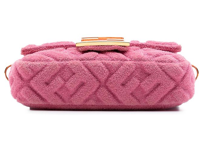 Borsa Baguette convertibile Fendi rosa in spugna goffrata FF 1974 - vista 3