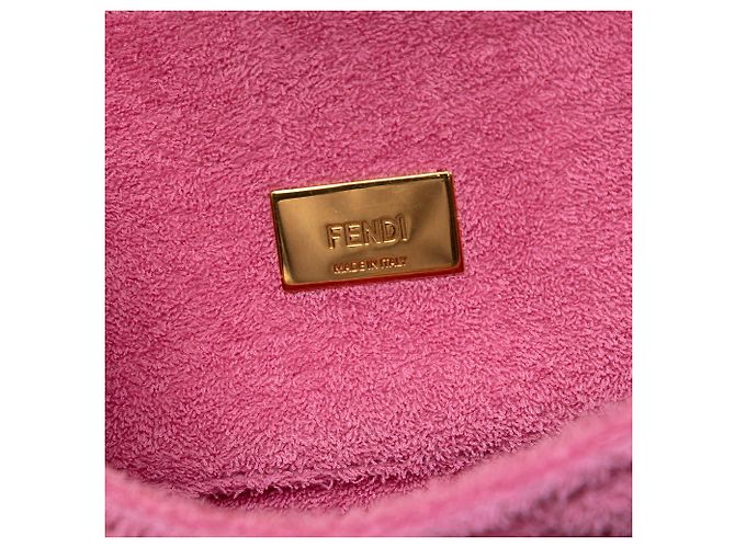 Borsa Baguette convertibile Fendi rosa in spugna goffrata FF 1974 - vista 5