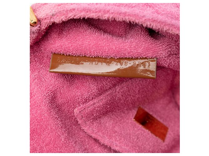 Borsa Baguette convertibile Fendi rosa in spugna goffrata FF 1974 - vista 6
