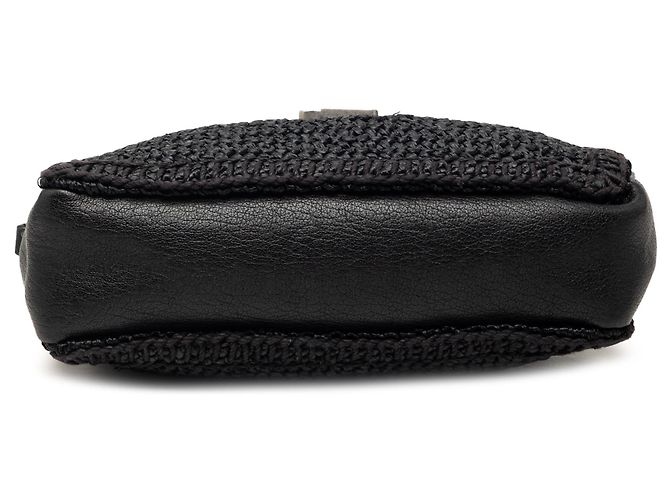 Borsa Camera Lou in rafia intrecciata e pelle nera Saint Laurent Nero - vista 3