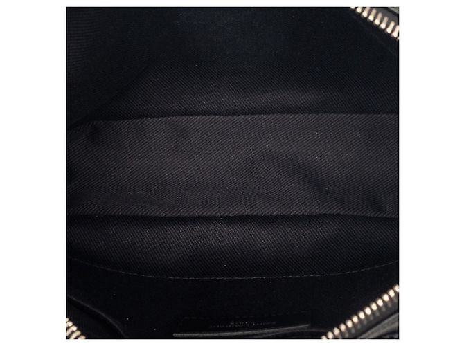 Borsa Camera Lou in rafia intrecciata e pelle nera Saint Laurent Nero - vista 4