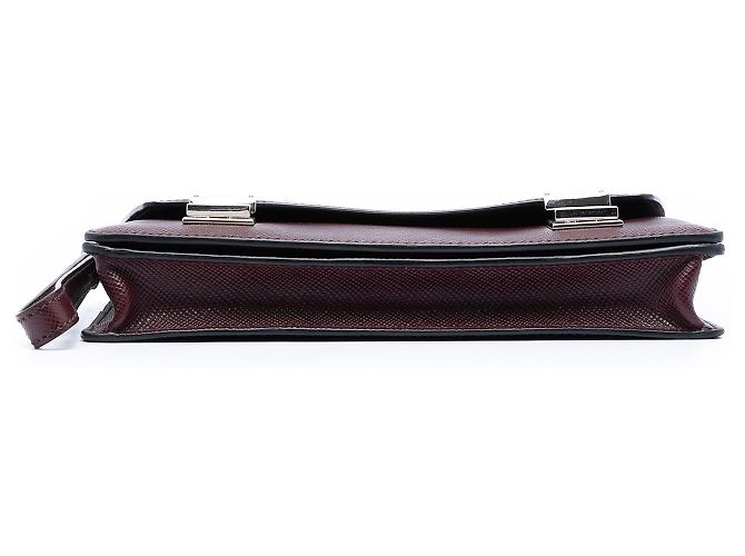 Clutch convertible de Saffiano rojo con doble cierre Prada Roja Burdeos - vista 3