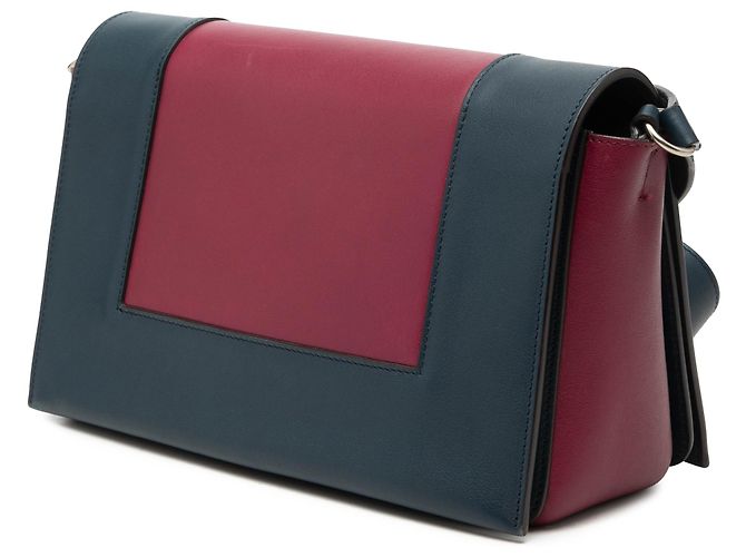 Céline Borsa a tracolla con struttura in pelle di vitello liscia lucida blu Medium di Celine Blu navy - vista 2