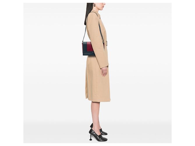 Céline Borsa a tracolla con struttura in pelle di vitello liscia lucida blu Medium di Celine Blu navy - vista 6