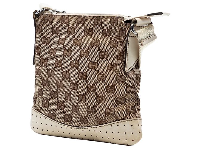 Borsa a tracolla Gucci Beige Small GG Canvas Perforato - vista 2
