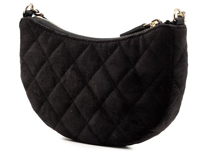 Chanel Black CC Quilted Velour Half Moon Chain Crossbody Nero - vista 2