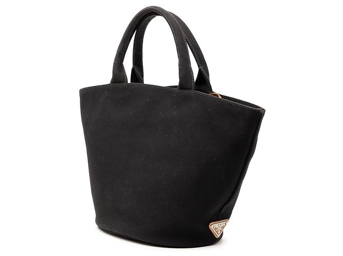 Borsa satchel Prada in tela canapa nera con logo Nero - vista 2
