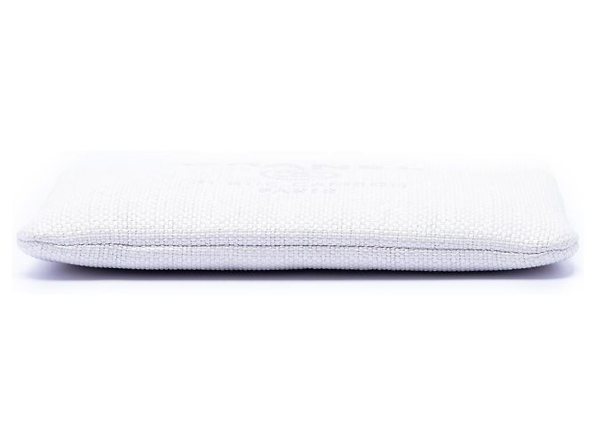 Clutch Chanel White Medium Raffia Deauville O Case Bianco - vista 3